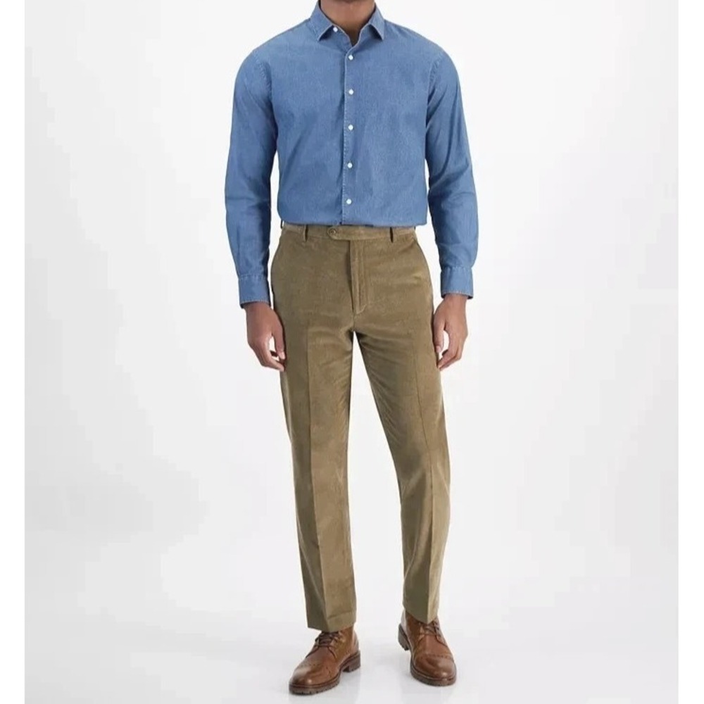 Tommy Hilfiger Men's Modern-Fit Solid Corduroy Pants 38W 30L Taupe - Picture 5 of 6